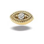 BodyGems Eye Millgrain Threaded Stud Earring, 14k Yellow Gold