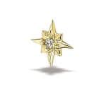 BodyGems Northern Star Threaded Stud Earring, 14k Yellow Gold