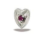BodyGems Garnet Heart Push-In Stud Earring, 14k White Gold