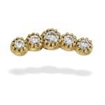 BodyGems 5-Gem Cluster Threaded Stud Earring, 14k Yellow Gold