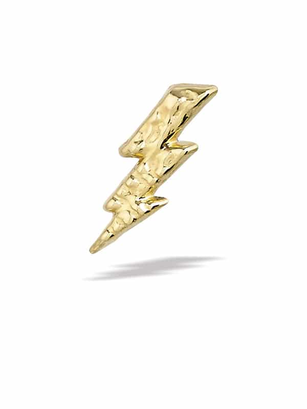 BodyGems Lightning Bolt Push-In Stud Earring, 14k Yellow Gold