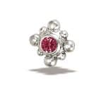 BodyGems Burst Push-In Stud Earring, 14k White Gold, Garnet