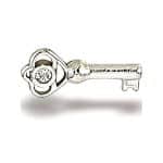 BodyGems Skeleton Key Push-In Stud Earring, 14k White Gold