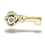 BodyGems Skeleton Key Push-In Stud Earring, 14k Yellow Gold