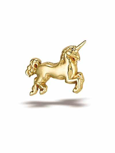 BodyGems Unicorn Threaded Stud Earring, 14k Yellow Gold