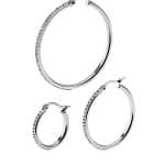 Pave Clicker Large Hoop Earring, Steel