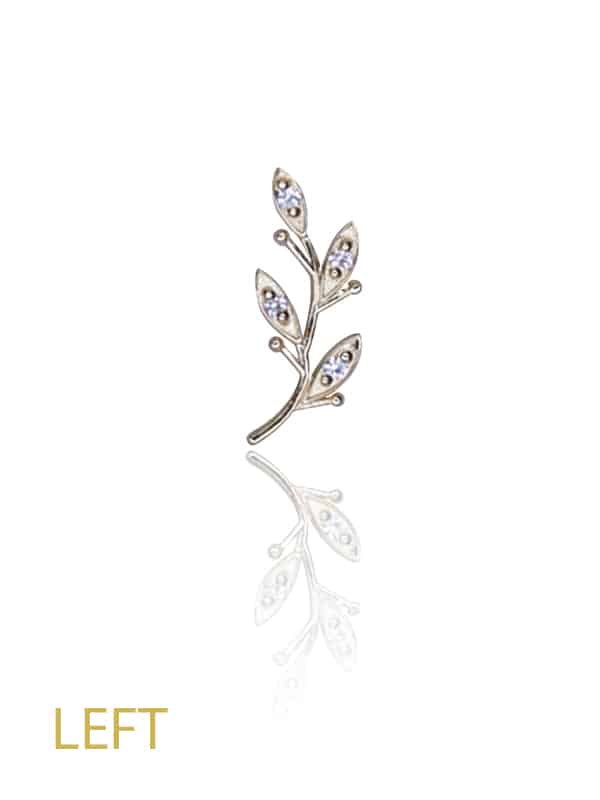FoesJewelry Olive Branch Threaded Stud Earring, 14k Rose Gold