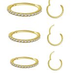Pave Ring Eternity Clicker Earring, 18ga, Small, 18k Yellow Gold