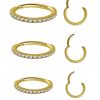 Yellow Gold Swarovski® Zirconia Pave Ring Clicker 16g Small