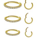 Pave Ring Eternity Clicker Earring, 16ga, Small, 18k Yellow Gold