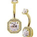 Imperial Cut Belly Bar, 18k Yellow Gold