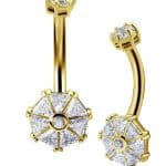 Trillion Fan Belly Bar, 18k Yellow Gold