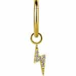 Pave Lightning Bolt Charm for Clicker Hoop, 18k Yellow Gold