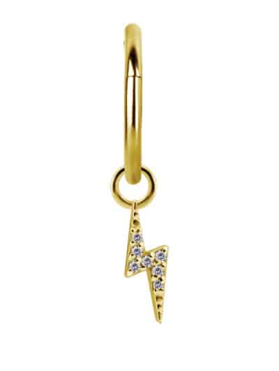 Pave Lightning Bolt Charm for Clicker Hoop, 18k Yellow Gold