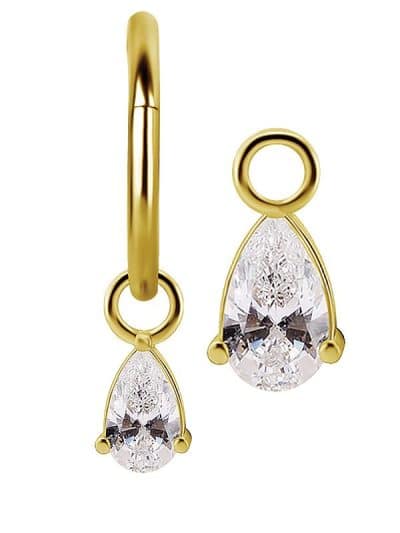 Pear Drop Charm for Clicker Hoop, 18k Yellow Gold