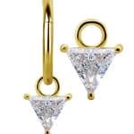 Triangle Gem Charm for Clicker Hoop, 18k Yellow Gold