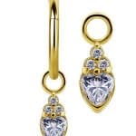 Cluster Heart Charm for Clicker Hoop, 18k Yellow Gold