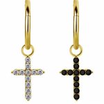 Pave Cross Charm for Clicker Hoop, 18k Yellow Gold