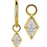 Rhombus Gem Charm for Clicker Hoop, 18k Yellow Gold