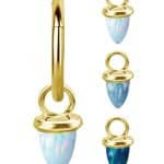 Opal Bullet Charm for Clicker Hoop, 18k Yellow Gold