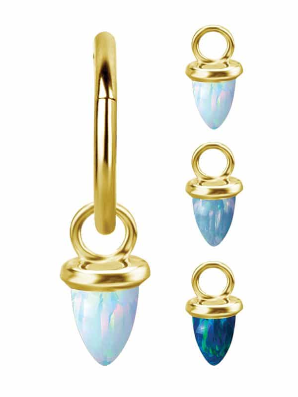 Opal Bullet Charm for Clicker Hoop, 18k Yellow Gold
