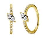 Pave Marquise Clicker Earring, Conch Ring, 18k Yellow Gold