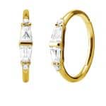 Baguette Clicker Earring, Conch Ring, 18k Yellow Gold