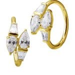 Pear Twist Clicker Earring, Conch Ring, 18k Yellow Gold