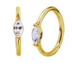Single Marquise Clicker Earring, Conch Ring, 18k Yellow Gold