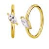Single Marquise Clicker Earring, Angled, Conch Ring, 18k Yellow Gold
