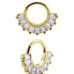 Baguette Fan Daith Clicker Earring, 18k Yellow Gold