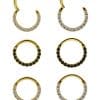 Pave Daith Clicker Earring, 18k Yellow Gold, Medium