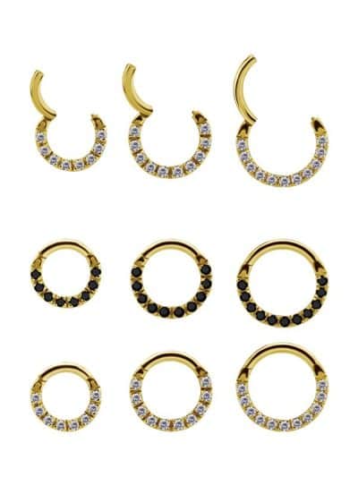 Pave Daith Clicker Earring, 18k Yellow Gold, Small