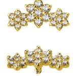 3-Flower Garland Threaded Stud Earring, Small, 18k Yellow Gold