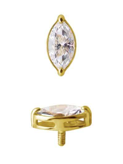 Yellow Gold Prong Single Marquise Stud