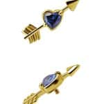Love Heart Arrow Threaded Stud, 18k Yellow Gold, Royal Blue Topaz
