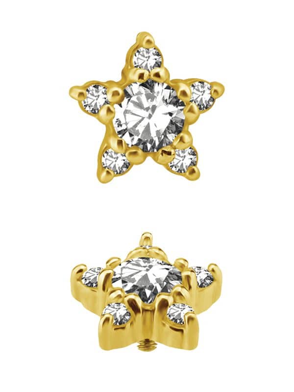 18k Yellow Gold 5mm Pave Star Stud