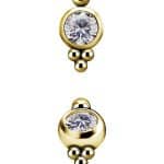 4-Beads Gem Threaded Stud Earring, 18k Yellow Gold