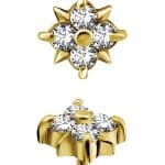 Pave Starburst Threaded Stud Earring, 18k Yellow Gold
