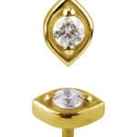 Eye Shape Threaded Stud Earring, 18k Yellow Gold