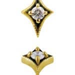 Kite Shape Threaded Stud Earring, 18k Yellow Gold