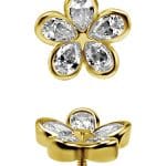 Pear Flower Threaded Stud Earring, 18k Yellow Gold
