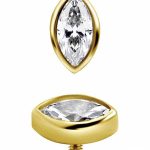 Bezel Marquise Threaded Stud Earring, 18k Yellow Gold