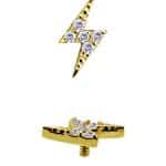 Mini Pave Lightning Bolt Threaded/Push-In Stud Earring, 18k Yellow Gold