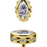 Pave Sided Marquise Threaded Stud Earring, 18k Yellow Gold