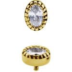 Millgrain Oval Gem Threaded Stud Earring, 18k Yellow Gold