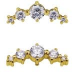 5-Gem Cluster Prium Threaded Stud Earring, 18k Yellow Gold