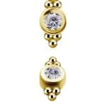Double Tribead Gem Push-In Stud Earring, 18k Yellow Gold