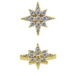 Pave Northern Star Threaded Stud, 10mm, 18k Yellow Gold