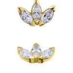 3-Marquise Fan Threaded Stud Earring, 18k Yellow Gold